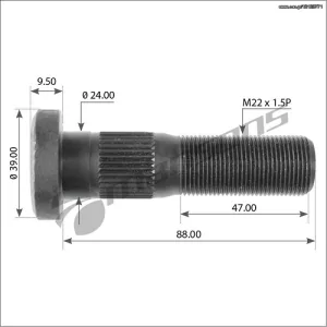 Μπουλόνι Meritor M22x1.5P Μήκος 88mm Κεφαλή Ø39 Σώμα: Ø24