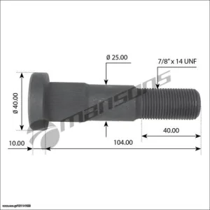 Μπουλόνι Volvo FH/FM/B 7/8" x 14UNF Μήκος: 104mm Κεφαλή: Ø40